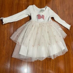 Disney Junior Minnie Mouse White Knit Top dress with tulle